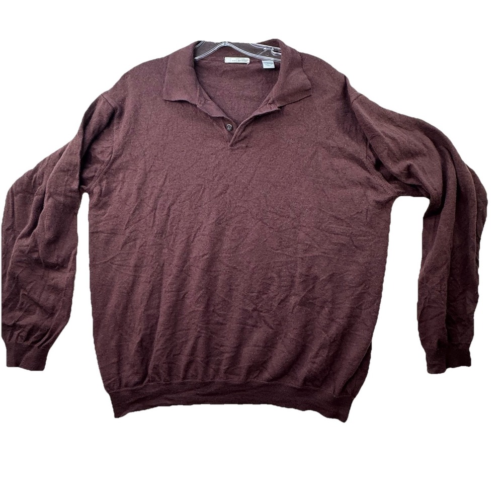 Halogen Women's XL Merino Wool Polo Sweater Made In Italy Long Sleeve Pullover
